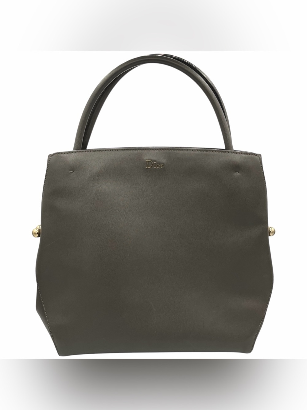 Christian Dior Bar Tote Bag in Smooth Gray Calfskin Leather